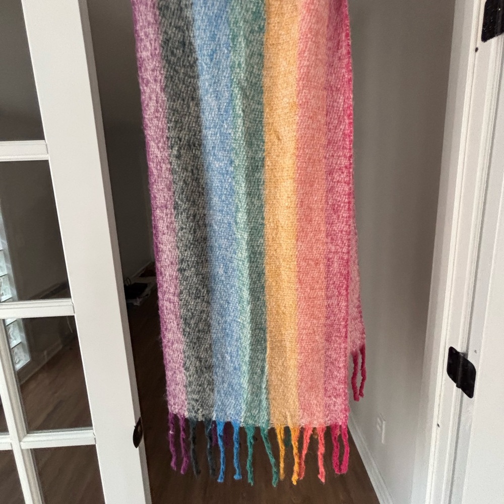 Rainbow Striped Knit Scarf